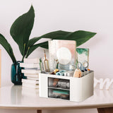 Maxbell Pen Holder Office Desk Organizer with Drawers Measure 7.6x5.5x4inch Portable White