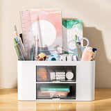 Maxbell Pen Holder Office Desk Organizer with Drawers Measure 7.6x5.5x4inch Portable White