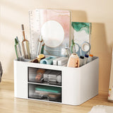 Maxbell Pen Holder Office Desk Organizer with Drawers Measure 7.6x5.5x4inch Portable White