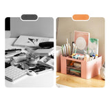 Maxbell Pen Holder Office Desk Organizer with Drawers Measure 7.6x5.5x4inch Portable Pink