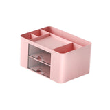 Maxbell Pen Holder Office Desk Organizer with Drawers Measure 7.6x5.5x4inch Portable Pink