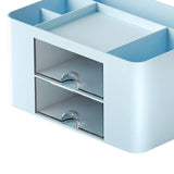 Maxbell Pen Holder Office Desk Organizer with Drawers Measure 7.6x5.5x4inch Portable Blue
