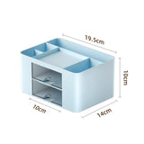 Maxbell Pen Holder Office Desk Organizer with Drawers Measure 7.6x5.5x4inch Portable Blue