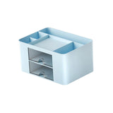 Maxbell Pen Holder Office Desk Organizer with Drawers Measure 7.6x5.5x4inch Portable Blue