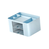Maxbell Pen Holder Office Desk Organizer with Drawers Measure 7.6x5.5x4inch Portable Blue