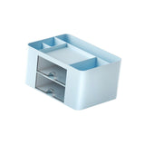 Maxbell Pen Holder Office Desk Organizer with Drawers Measure 7.6x5.5x4inch Portable Blue