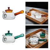 Maxbell High Borosilicate Glass Teapot Hand Blowing Clear 600ml for Loose Leaf Tea Light Brown