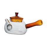 Maxbell High Borosilicate Glass Teapot Hand Blowing Clear 600ml for Loose Leaf Tea Light Brown