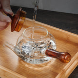 Maxbell High Borosilicate Glass Teapot Hand Blowing Clear 600ml for Loose Leaf Tea Light Brown