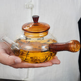 Maxbell High Borosilicate Glass Teapot Hand Blowing Clear 600ml for Loose Leaf Tea Light Brown