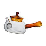 Maxbell High Borosilicate Glass Teapot Hand Blowing Clear 600ml for Loose Leaf Tea Light Brown