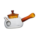 Maxbell High Borosilicate Glass Teapot Hand Blowing Clear 600ml for Loose Leaf Tea Light Brown