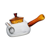 Maxbell High Borosilicate Glass Teapot Hand Blowing Clear 600ml for Loose Leaf Tea Light Brown