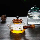 Maxbell High Borosilicate Glass Teapot Hand Blowing Clear 600ml for Loose Leaf Tea Light Brown