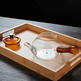 Maxbell High Borosilicate Glass Teapot Hand Blowing Clear 600ml for Loose Leaf Tea Light Brown