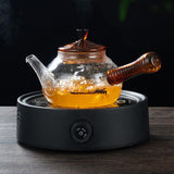 Maxbell High Borosilicate Glass Teapot Hand Blowing Clear 600ml for Loose Leaf Tea Light Brown