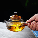 Maxbell High Borosilicate Glass Teapot Hand Blowing Clear 600ml for Loose Leaf Tea Light Brown