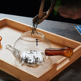 Maxbell High Borosilicate Glass Teapot Hand Blowing Clear 600ml for Loose Leaf Tea Light Brown