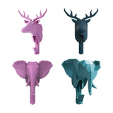 Maxbell Wall Mounted Animal Heads Hook Clothes Towel Hook for Purse Coat Living Room Pink Deer