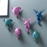Maxbell Wall Mounted Animal Heads Hook Clothes Towel Hook for Purse Coat Living Room Pink Deer