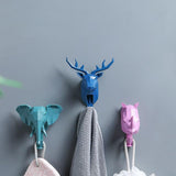 Maxbell Wall Mounted Animal Heads Hook Clothes Towel Hook for Purse Coat Living Room Pink Deer
