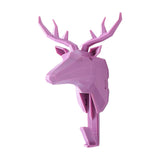 Maxbell Wall Mounted Animal Heads Hook Clothes Towel Hook for Purse Coat Living Room Pink Deer