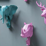 Maxbell Wall Mounted Animal Heads Hook Clothes Towel Hook for Purse Coat Living Room Pink Deer