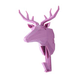 Maxbell Wall Mounted Animal Heads Hook Clothes Towel Hook for Purse Coat Living Room Pink Deer
