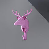 Maxbell Wall Mounted Animal Heads Hook Clothes Towel Hook for Purse Coat Living Room Pink Deer