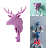 Maxbell Wall Mounted Animal Heads Hook Clothes Towel Hook for Purse Coat Living Room Pink Deer