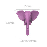 Maxbell Wall Mounted Animal Heads Hook Clothes Towel Hook for Purse Coat Living Room Pink Elephant