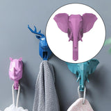 Maxbell Wall Mounted Animal Heads Hook Clothes Towel Hook for Purse Coat Living Room Pink Elephant