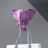 Maxbell Wall Mounted Animal Heads Hook Clothes Towel Hook for Purse Coat Living Room Pink Elephant
