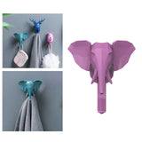 Maxbell Wall Mounted Animal Heads Hook Clothes Towel Hook for Purse Coat Living Room Pink Elephant