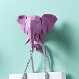 Maxbell Wall Mounted Animal Heads Hook Clothes Towel Hook for Purse Coat Living Room Pink Elephant