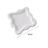 Maxbell Plaster Jewelry Organizer Dish Home Decor Square for Cosmetics Bracelets Pure White Square