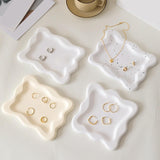 Maxbell Plaster Jewelry Organizer Dish Home Decor Square for Cosmetics Bracelets Pure White Square