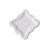 Maxbell Plaster Jewelry Organizer Dish Home Decor Square for Cosmetics Bracelets Pure White Square