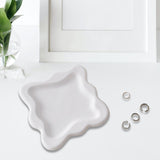 Maxbell Plaster Jewelry Organizer Dish Home Decor Square for Cosmetics Bracelets Pure White Square