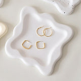 Maxbell Plaster Jewelry Organizer Dish Home Decor Square for Cosmetics Bracelets Pure White Square