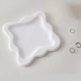 Maxbell Plaster Jewelry Organizer Dish Home Decor Square for Cosmetics Bracelets Pure White Square