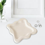 Maxbell Plaster Jewelry Organizer Dish Home Decor Square for Cosmetics Bracelets Beige Square