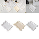 Maxbell Plaster Jewelry Organizer Dish DIY Craft Decorative for Birthday Gift Makeup White Rectangle