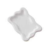 Maxbell Plaster Jewelry Organizer Dish DIY Craft Decorative for Birthday Gift Makeup White Rectangle