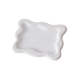 Maxbell Plaster Jewelry Organizer Dish DIY Craft Decorative for Birthday Gift Makeup White Rectangle