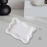 Maxbell Plaster Jewelry Organizer Dish DIY Craft Decorative for Birthday Gift Makeup White Rectangle