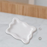 Maxbell Plaster Jewelry Organizer Dish DIY Craft Decorative for Birthday Gift Makeup White Rectangle