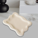 Maxbell Plaster Jewelry Organizer Dish DIY Craft Decorative for Birthday Gift Makeup Beige Rectangle