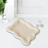 Maxbell Plaster Jewelry Organizer Dish DIY Craft Decorative for Birthday Gift Makeup Beige Rectangle