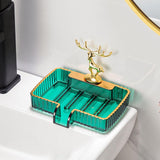 Maxbell Self Draining Soap Holder Easy Clean for Kitchen Soap Dish Tray Green